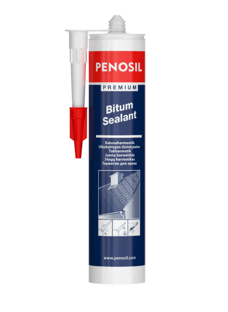 PENOSIL Premium Bitum. Jumta hermētiķis. Uzreiz lietus un ledus drošs. Pielīp mitrām virsmām.